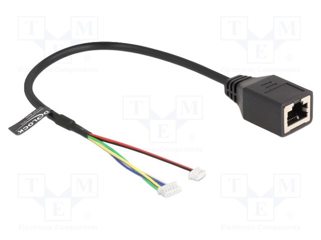 RJ45 adapter; Cat: 5e; 0.3m; PVC; black; 28AWG; Øcable: 4mm