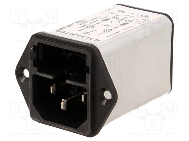 Connector: AC supply; socket; male; 10A; 250VAC; IEC 60320; 0.3mH