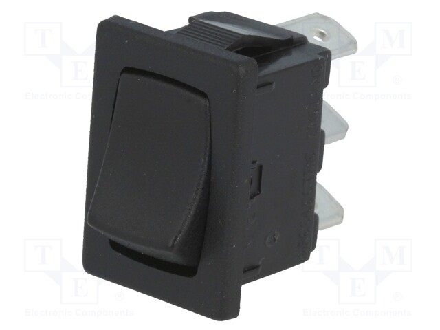 ROCKER; SPDT; Pos: 2; ON-ON; 10A/250VAC; 10A/28VDC; black; none