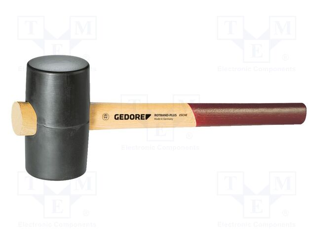 Hammer; 340mm; round; rubber; wood (ash); Ø: 65mm