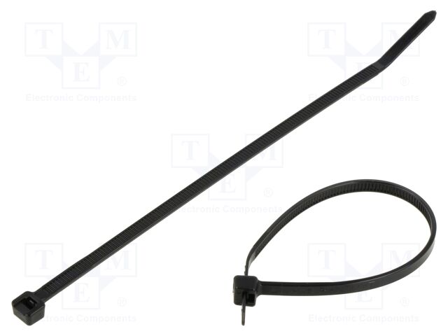 Cable tie; L: 142mm; W: 3.6mm; black; polyamide; 178N; Ømax: 35mm