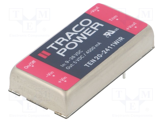 Converter: DC/DC; 20W; Uin: 9÷36V; 5VDC; Iout: 4000mA; 2"x1"; 30g