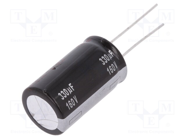 Capacitor: electrolytic; THT; 330uF; 160VDC; Ø18x31.5mm; ±20%