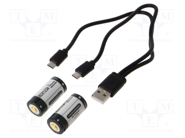 Re-battery: Li-Ion; 16340,RCR123A; 3V; 1000mAh; Ø16.8x34.9mm