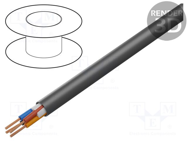Wire; 4x12AWG; unshielded; 600V; 305m; Cu; stranded; black; CPR: Eca