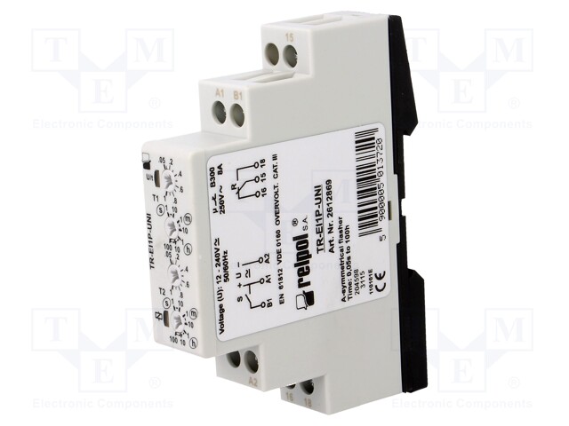 Timer; 0,05s÷100h; SPDT; 250VAC/8A; 12÷240VAC; 12÷240VDC; DIN; IP40