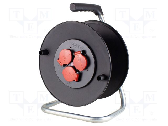 Cable reel; with socket,with brake,with flap,rolled; Sockets: 3