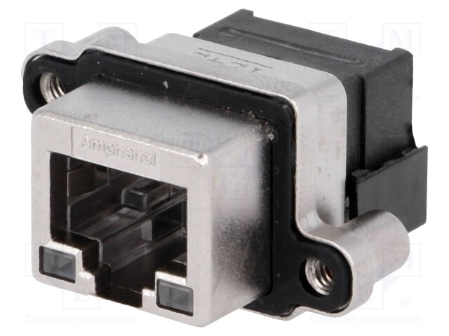 Socket; RJ45; with LED; UL94V-0; IP67; THT; for panel mounting