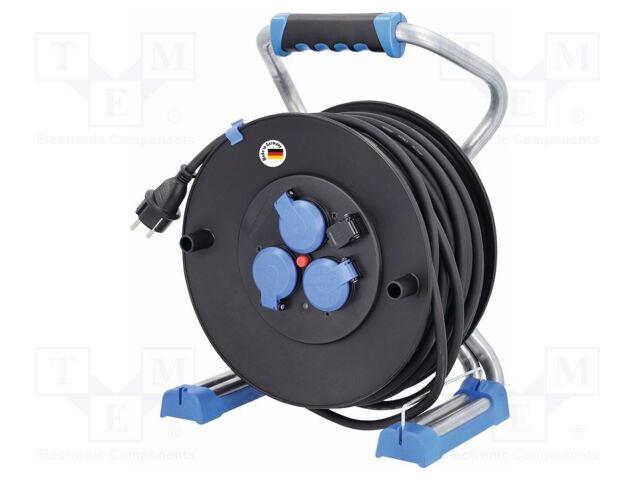 Extension lead; 3G2.5mm2; Sockets: 4; rubber; black; 33m; 16A