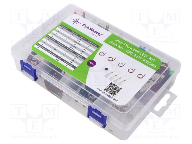 Kit: LED; 3mm; 68mcd; 45mcd; 330mcd; 68mcd; 30°; White lumin: 7000mcd