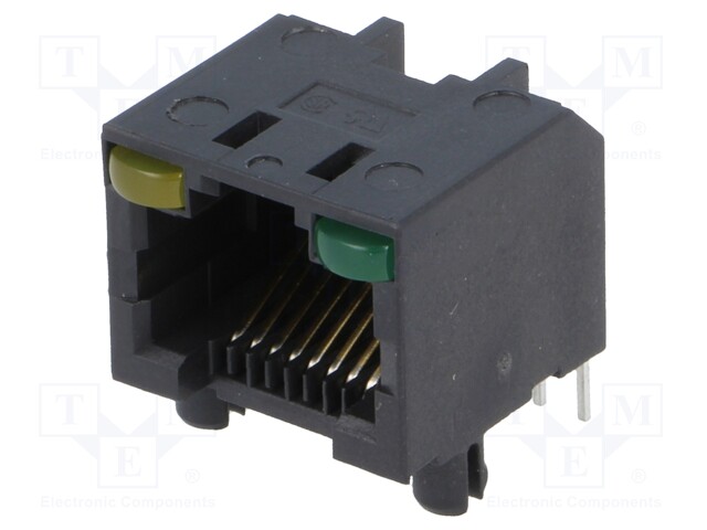 Socket; RJ45; PIN: 8; Cat: 5; with LED,unshielded; Layout: 8p8c; THT
