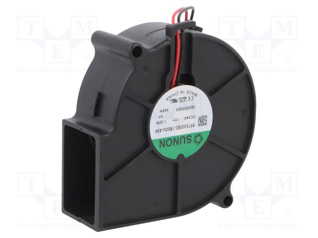 Fan: DC; blower; 24VDC; 75x75x30mm; 18.35m3/h; 32.9dBA; 2400rpm
