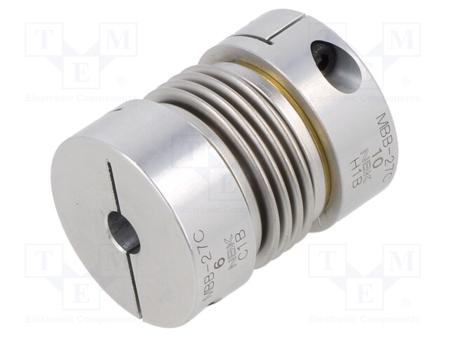 Coupling; Ø: 27mm; Ø1: 6mm; Ø2: 10mm; aluminium