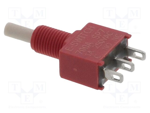 Switch: push-button; Pos: 2; SPDT; 1A/250VAC; 3A/28VDC; ON-(ON)