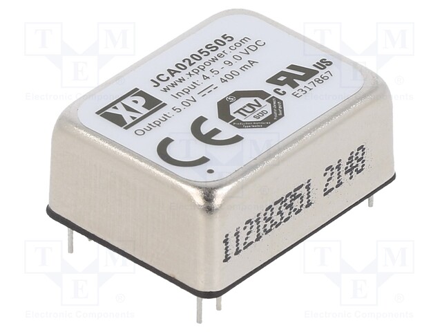 Isolated Board Mount DC/DC Converter, 2:1 Input, ITE, 1 Output, 2 W, 5 V, 400 mA