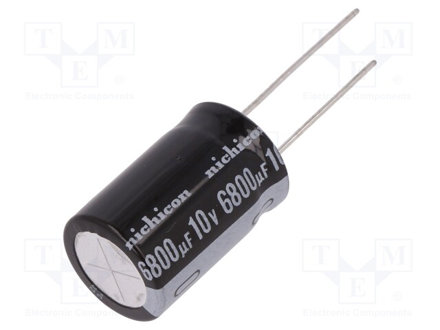Capacitor: electrolytic; THT; 6800uF; 10VDC; Ø16x25mm; Pitch: 7.5mm
