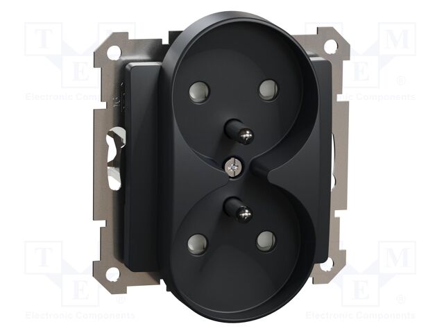 Dual E-type socket; 250VAC; IP20; anthracite; Sedna Design