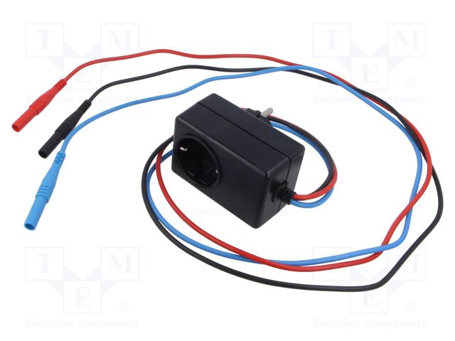 Adapter; banana 4mm plug x3,SCHUKO socket,SCHUKO plug