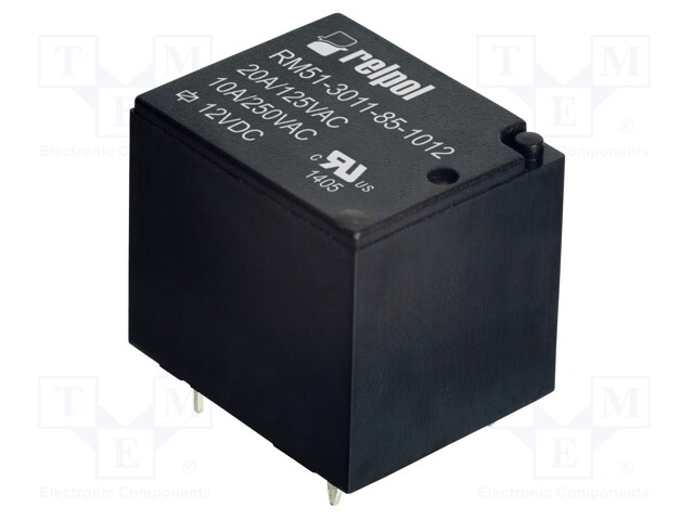 Relay: electromagnetic; SPDT; Ucoil: 12VDC; 10A/250VAC; 10A/30VDC