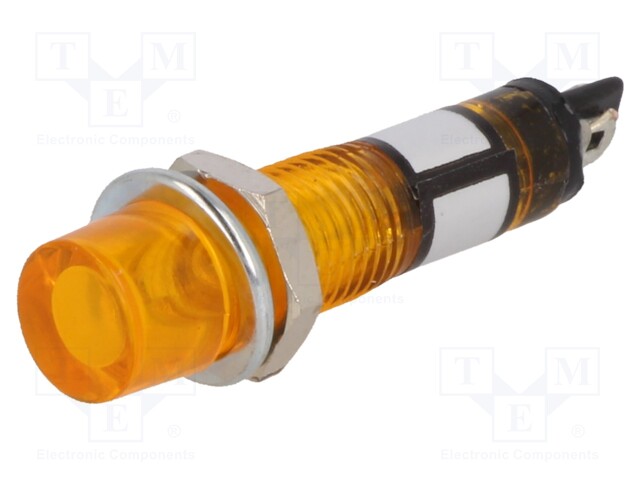 Indicator: with neon lamp; recessed; orange; 12VAC; Cutout: Ø7.5mm