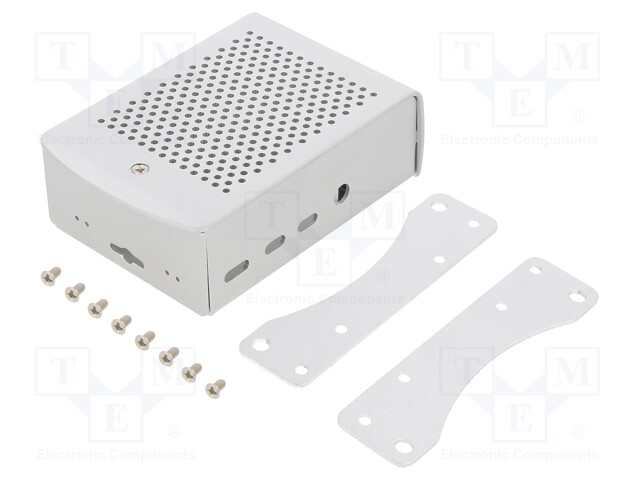 Enclosure: for computer; Raspberry Pi 4 B; aluminium; silver