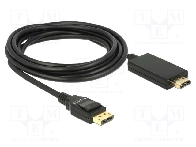 Cable; DisplayPort plug,HDMI plug; 4K,UHD 2160p; Len: 3m; black