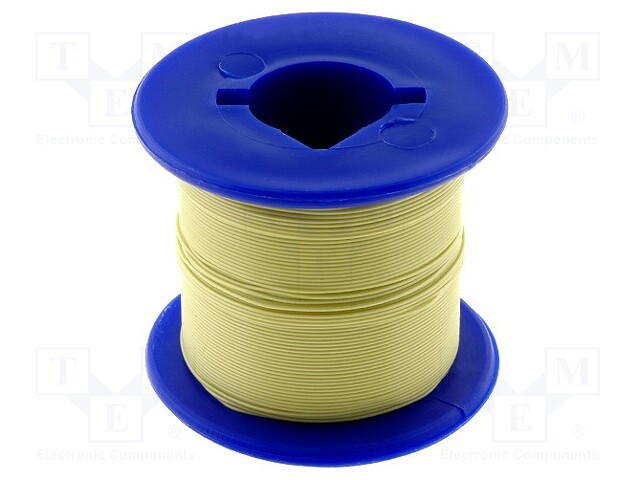 Wire; solid; OFC; 30AWG; yellow; FEP; 250V; 100m