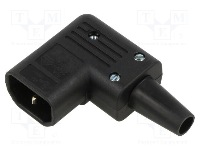 IEC Power Connector, IEC C14 Plug, 15 A, 250 VAC, Screw, Cable Mount, 4736 Series