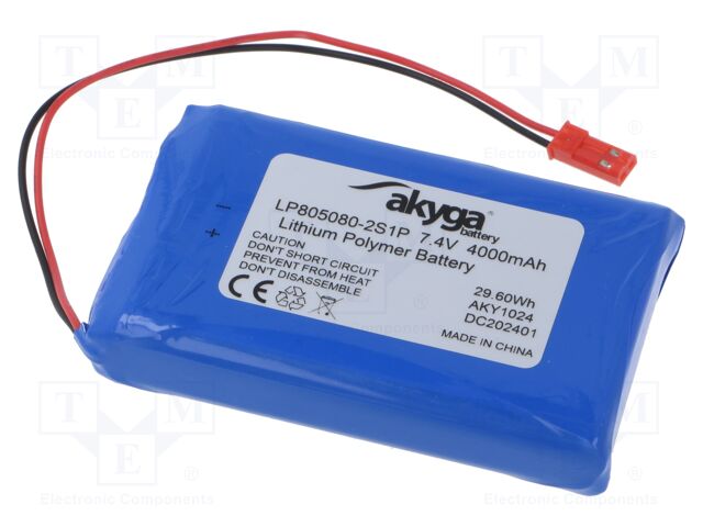 Re-battery: Li-Po; 7.4V; 4000mAh; cables,JST SYP-02T-1 socket