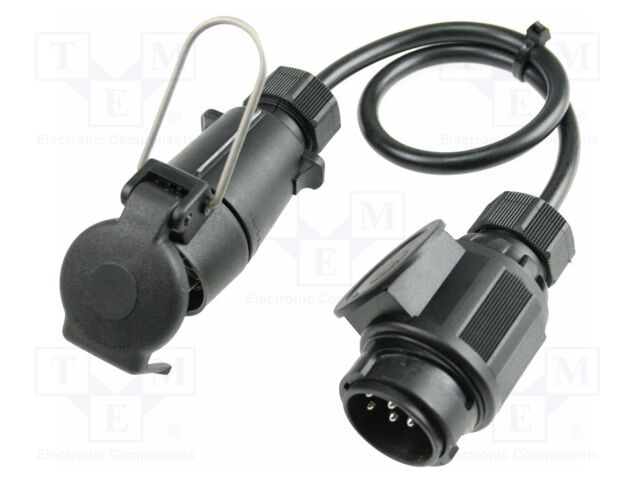 Extender; 7x1mm2; 13pin plug,7pin socket; PVC; black; 0.6m