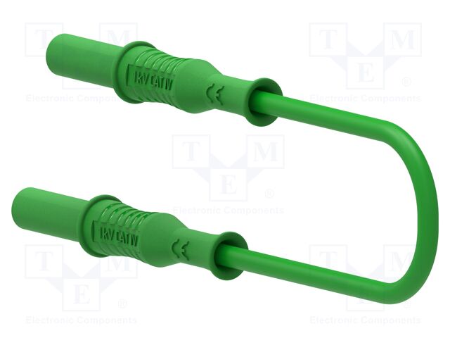 Test lead; 12A; insulated; Len: 1m; green; Cond.cross sec: 0.75mm2