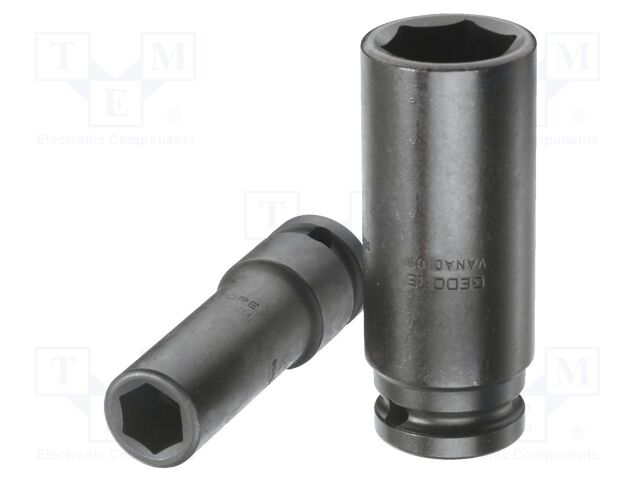 Socket; 6-angles,socket spanner,impact; 27mm; 1/2"; steel; long