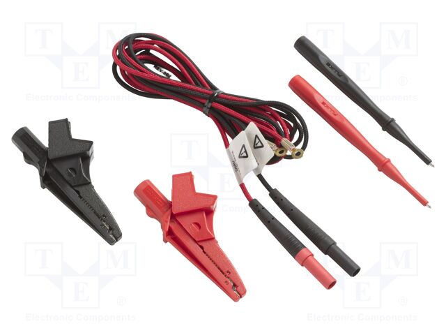 Test leads; banana 4mm socket x2; black,red; 2pcs.