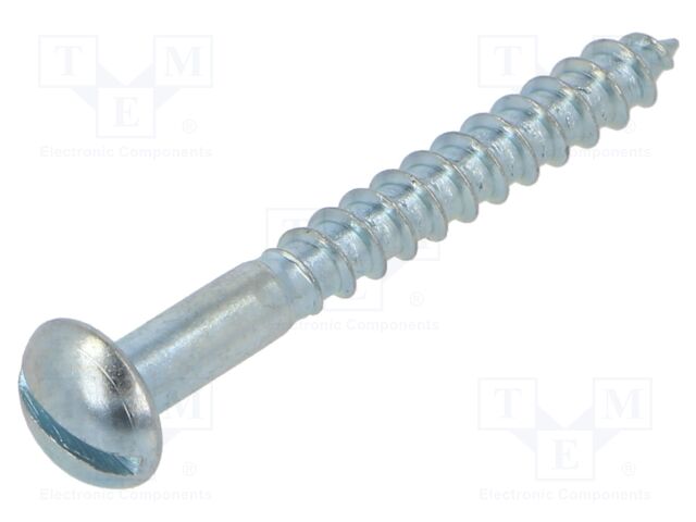Screw; for wood; 4x35; Head: button; slotted; 1mm; steel; zinc