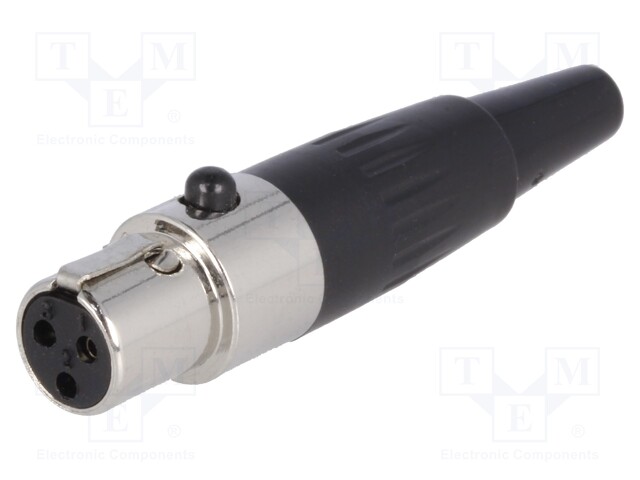 Plug; XLR mini; female; PIN: 3; for cable; soldering; straight