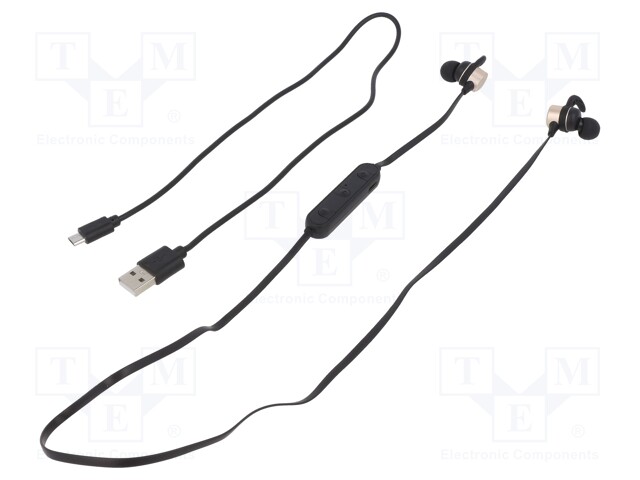 Bluetooth headphones with microphone; black,golden; 0.02÷22kHz