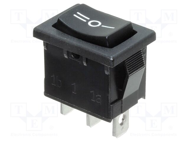 ROCKER; SP3T; Pos: 3; (ON)-ON-(OFF); 8A/250VAC; black; none; R1966