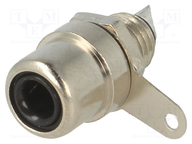 Socket; RCA; female; straight; soldering; brass; nickel plated