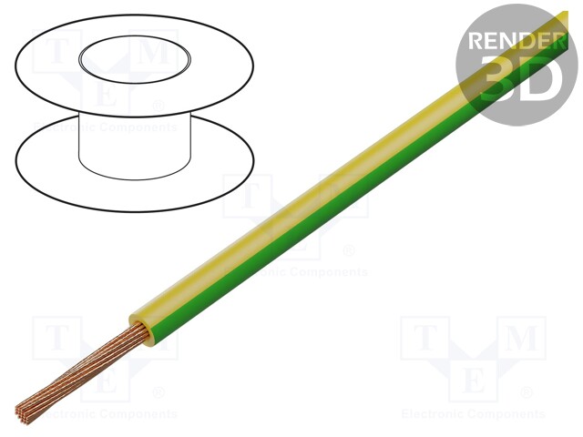 Wire; LgY UV; stranded; Cu; 6mm2; yellow-green; PVC; 450/750V