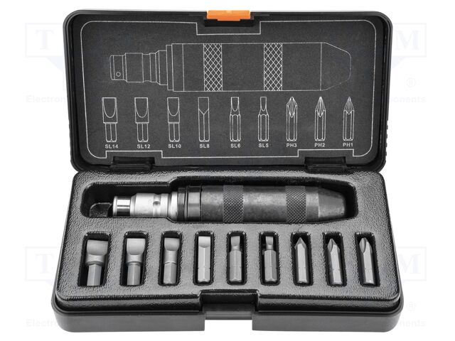 Kit: screwdriver bits; Phillips,slot; impact; Mounting: 1/2"
