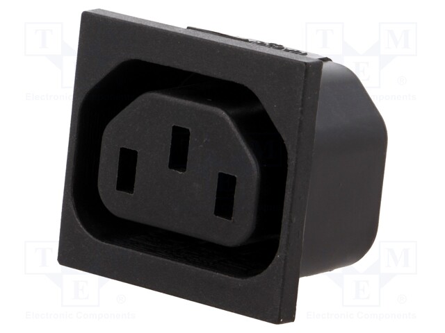 Connector: AC supply; socket; female; 10A; 250VAC; IEC 60320; THT