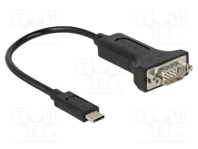 USB to RS232 converter; D-Sub 9pin plug,USB C plug; 0.25m