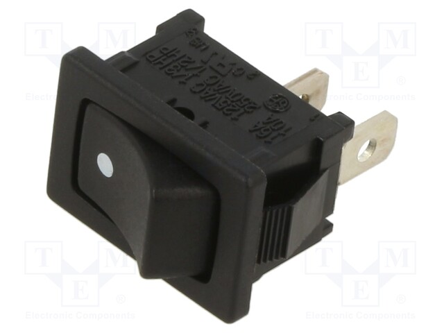 ROCKER; SPST; Pos: 2; OFF-ON; 10A/250VAC; black; none; Body: black
