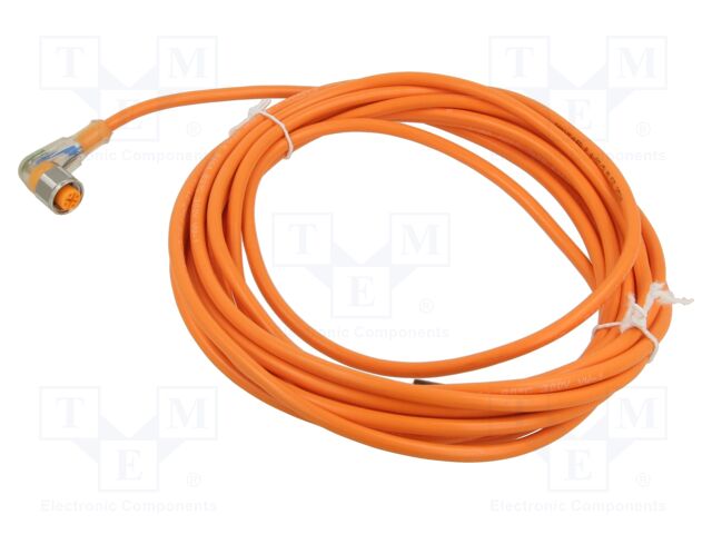 Connection lead; M12; PIN: 4; angled; 5m; plug; LED; -25÷70°C; IP67