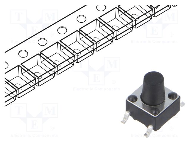 Microswitch TACT; SPST; Pos: 2; 0.05A/12VDC; SMT; 2.45N; 6x6x3.5mm