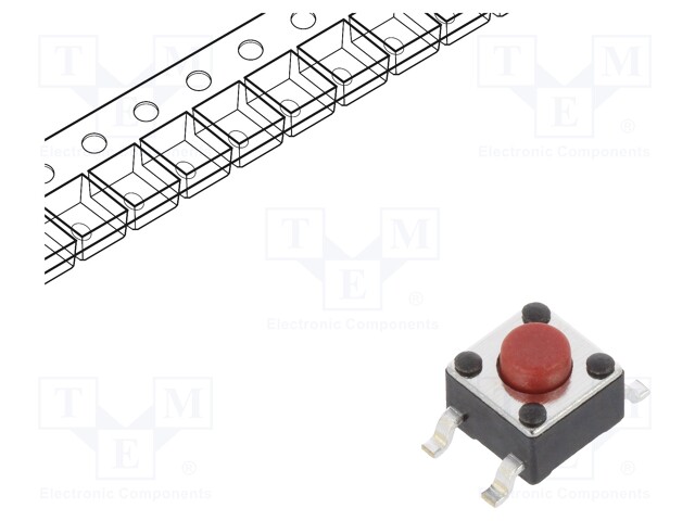 Microswitch TACT; SPST-NO; Pos: 2; 0.05A/12VDC; SMT; 2.55N; 3.8mm