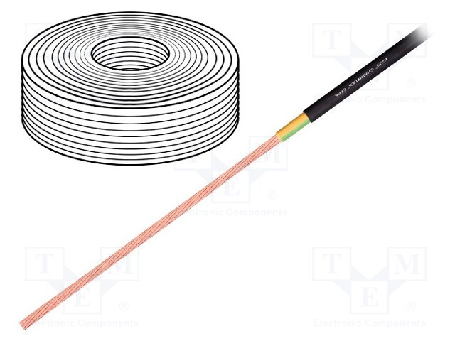 Wire: motor; chainflex® CFPE; 1G6mm2; TPE; black; stranded; Cu; 6mm2