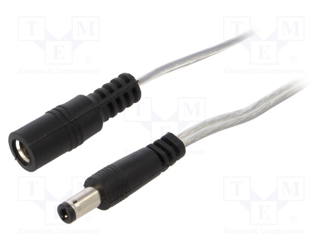 Cable; DC 5,5/2,5 plug,DC 5,5/2,5 socket; straight; 0.5mm2; 2m