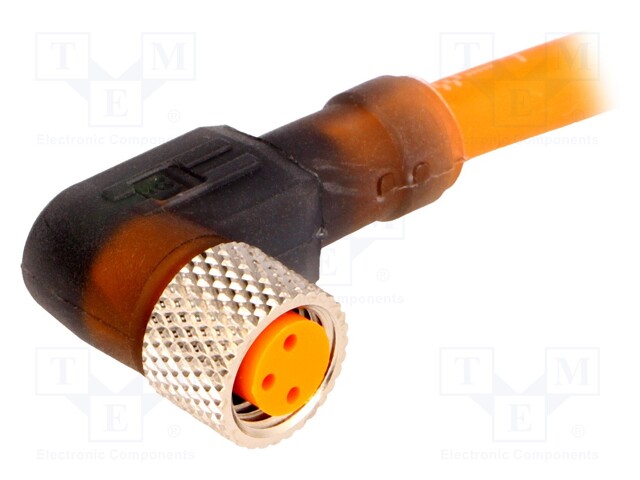 Connector: M8; 5m; female; PIN: 3; angled 90°; plug; PVC