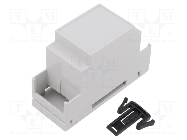 Enclosure: for DIN rail mounting; light grey; No.of mod: 2